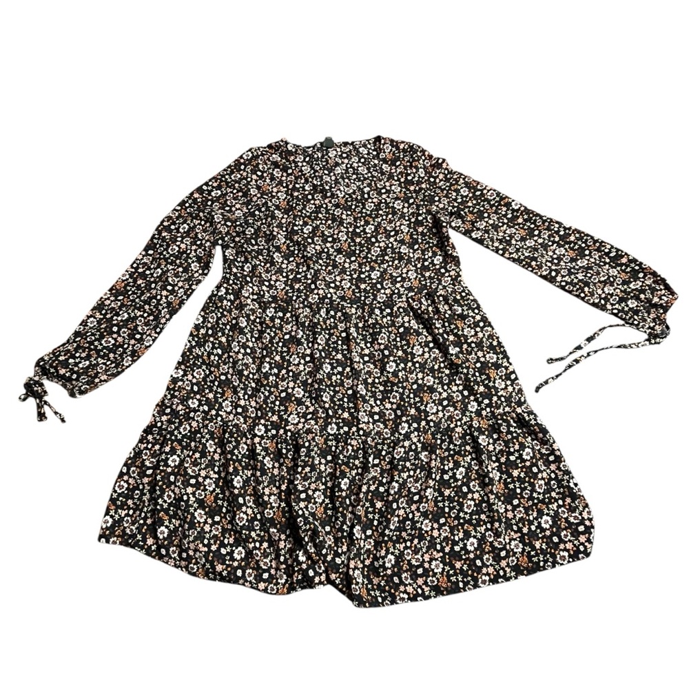 Wild Fable Black Floral Long Sleeve Dress Size M Women